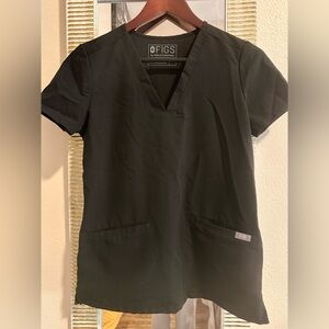 FIGS Casma Three pocket Black V-Neck Scrub Top XXS